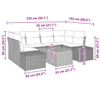 Produktbild för Trädgårdsoffset med kudde 7 pcs Beige konstrotting