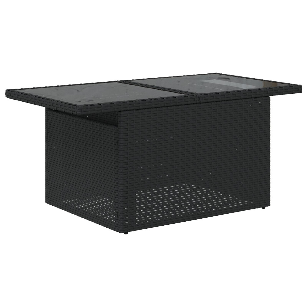 Produktbild för Trädgårdsoffset med kudde 7 pcs Svart Poly rattan