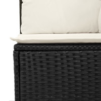 Produktbild för Trädgårdsoffset med kudde 7 pcs Svart Poly rattan