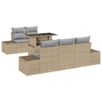 Produktbild för Soffset med kudde 6 pcs Beige och Ljusgrå konstrotting