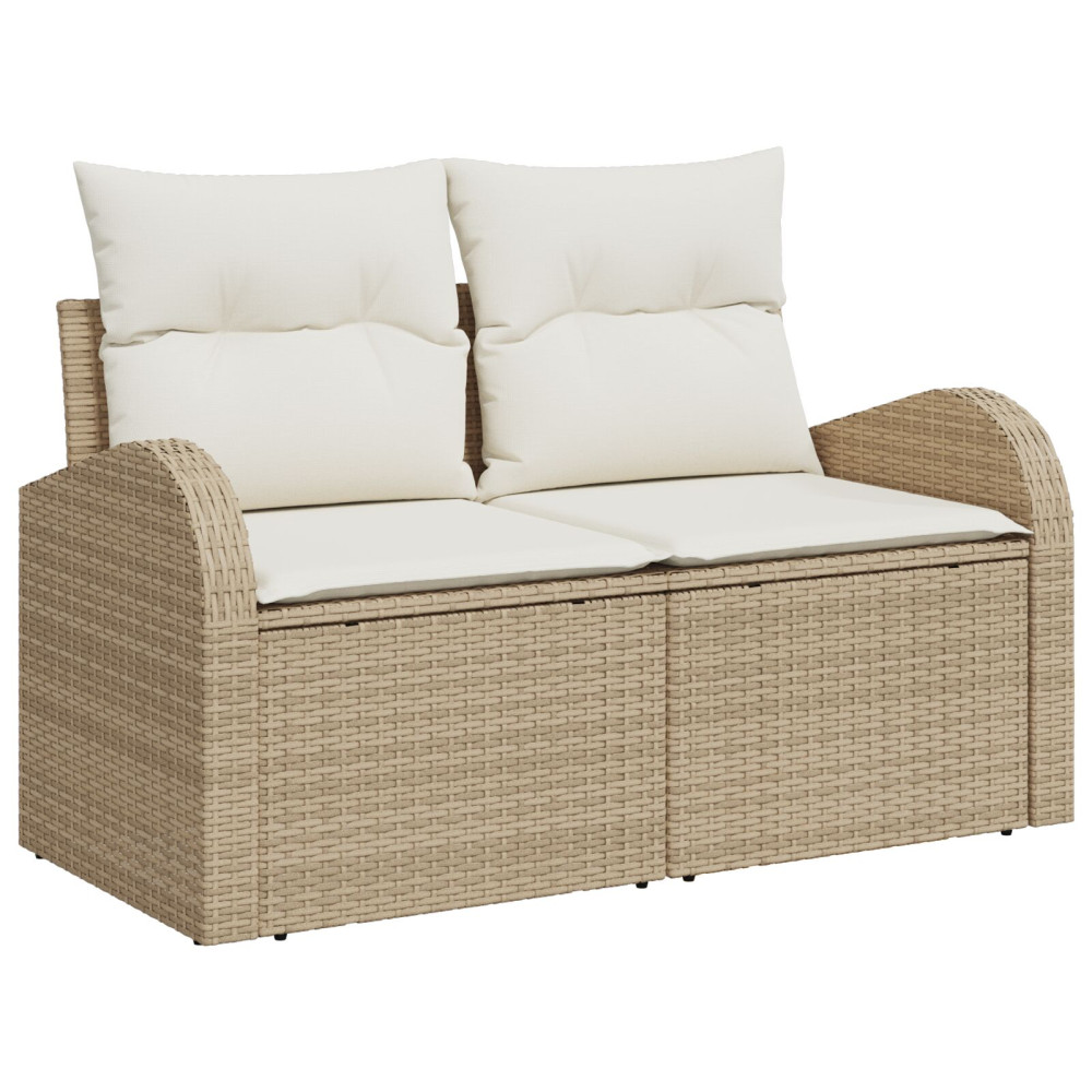 Produktbild för Trädgårdsoffset med kudde 9 pcs beige och gräddvit