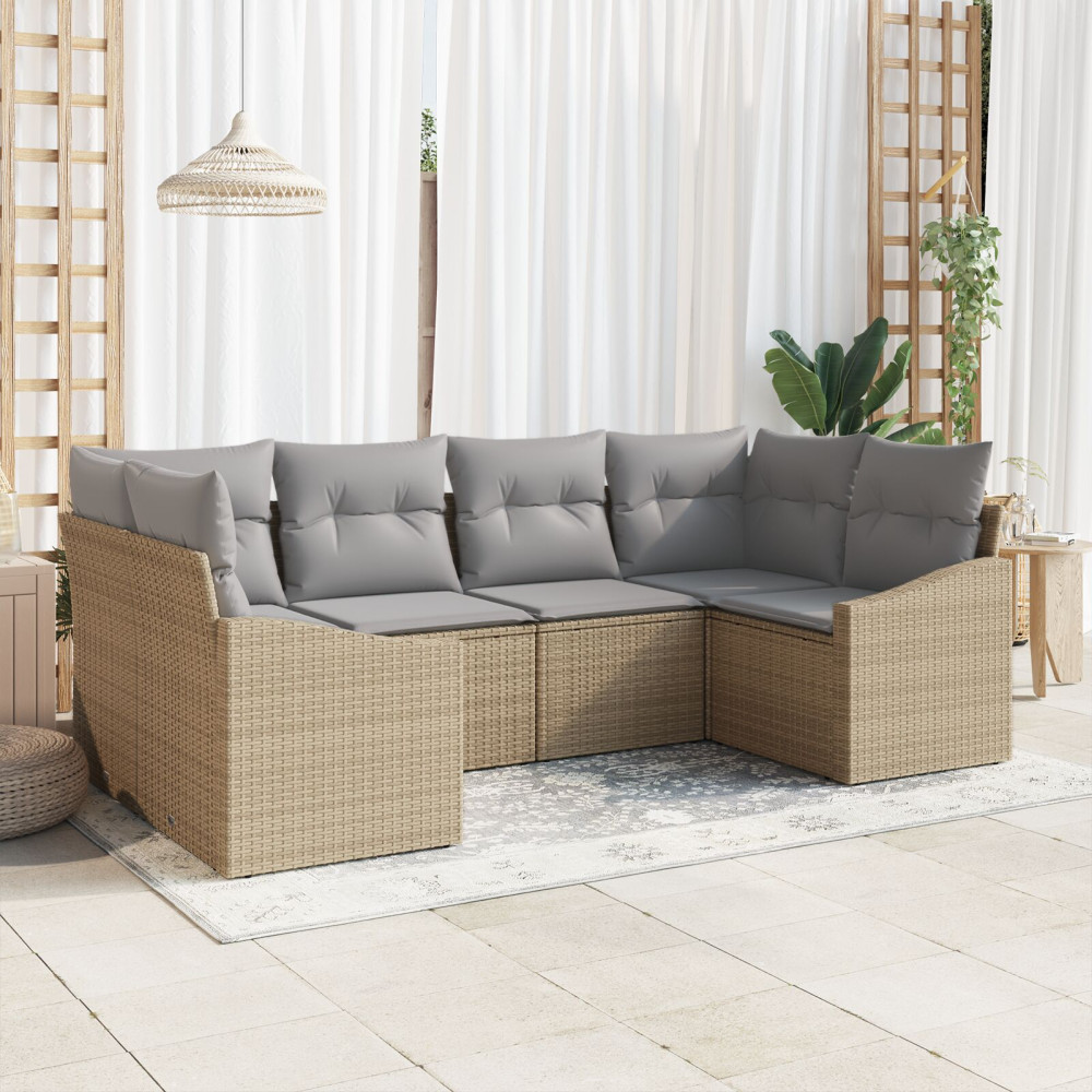 Produktbild för Trädgårdsoffset 6 pcs Beige och Ljusgrå konstrotting