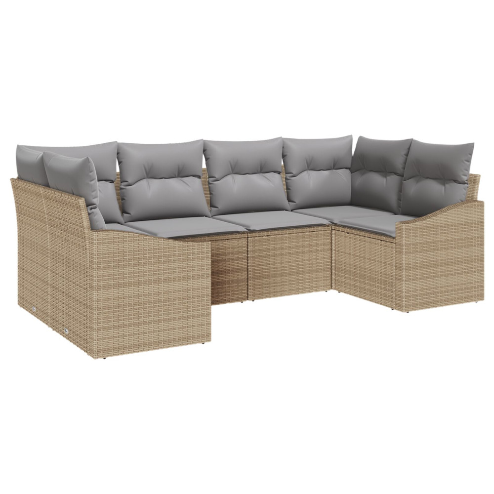 Produktbild för Trädgårdsoffset 6 pcs Beige och Ljusgrå konstrotting