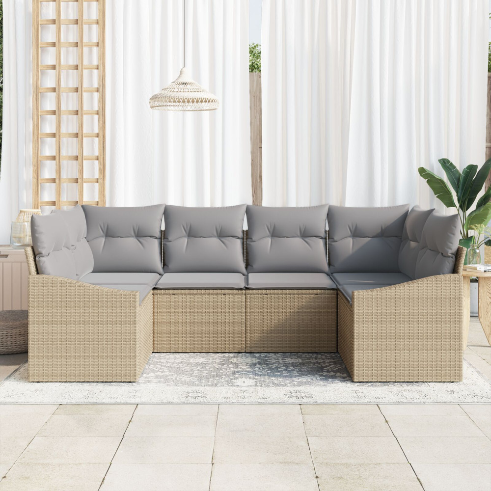 Produktbild för Trädgårdsoffset 6 pcs Beige och Ljusgrå konstrotting