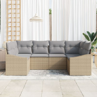 Produktbild för Trädgårdsoffset 6 pcs Beige och Ljusgrå konstrotting