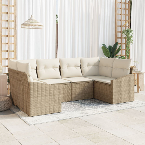 vidaXL Trädgårdsoffset 6 pcs Beige och gräddfärgad konstrotting