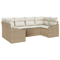 Produktbild för Trädgårdsoffset 6 pcs Beige och gräddfärgad konstrotting