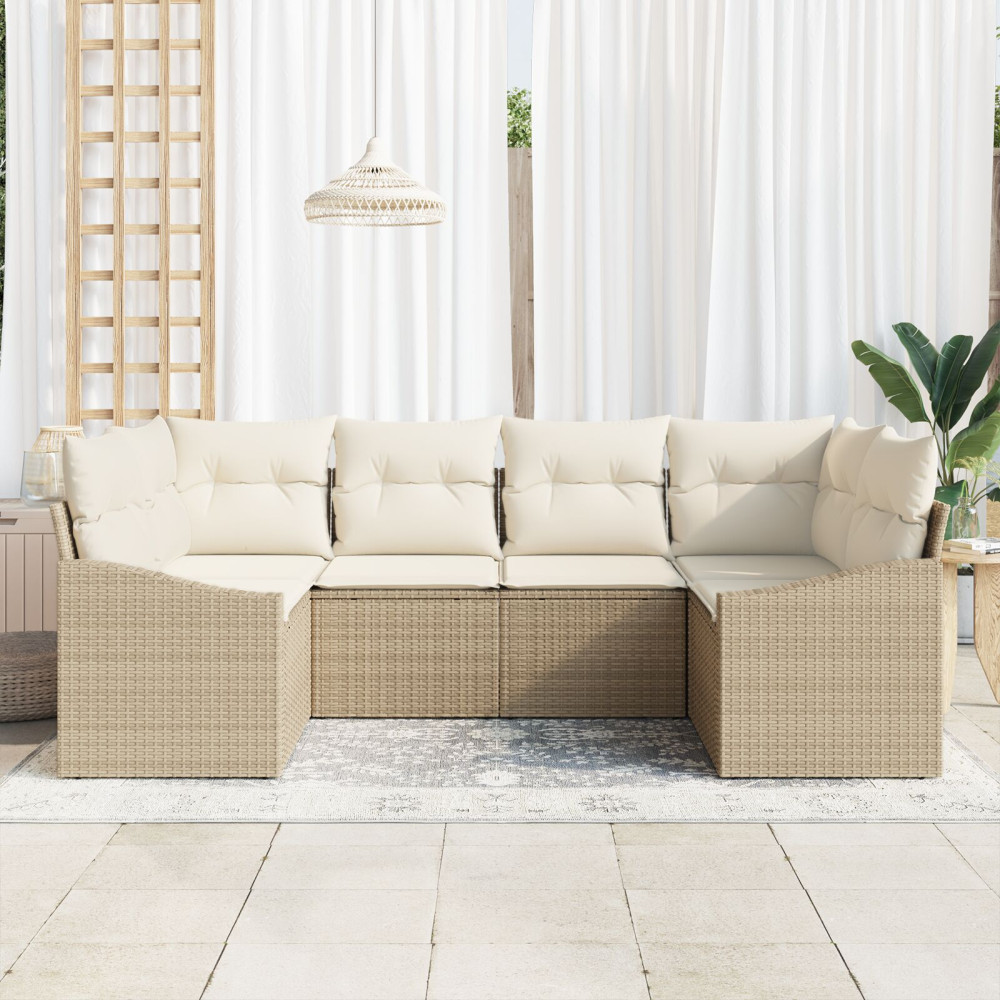 Produktbild för Trädgårdsoffset 6 pcs Beige och gräddfärgad konstrotting