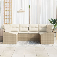 Produktbild för Trädgårdsoffset 6 pcs Beige och gräddfärgad konstrotting