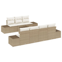 Produktbild för Trädgårdsoffset 8 pcs Beige och gräddfärgad konstrotting