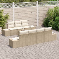 Produktbild för Trädgårdsoffset 8 pcs Beige och gräddfärgad konstrotting
