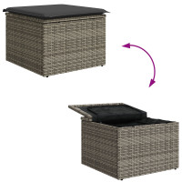 Produktbild för Trädgårdsoffset med kudde med lagring 4 pcs Grå konstrotting