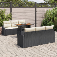 Produktbild för Trädgårdsoffset med lagring 7 pcs Svart Poly rattan