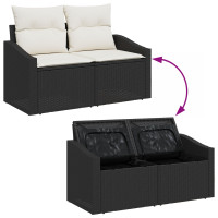 Produktbild för Trädgårdsoffset med lagring 7 pcs Svart Poly rattan