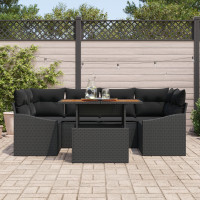Produktbild för Trädgårdsoffset med lagring 7 pcs Svart Poly rattan