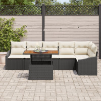 Produktbild för Trädgårdsoffset med lagring 7 pcs Svart Poly rattan