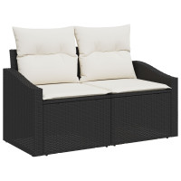 Produktbild för Trädgårdsoffset med lagring 7 pcs Svart Poly rattan