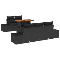 Produktbild för Trädgårdsoffset med lagring 6 pcs Svart Poly rattan