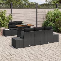 Produktbild för Trädgårdsoffset med lagring 6 pcs Svart Poly rattan