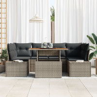 Produktbild för Trädgårdsoffset med lagring 7 pcs Grå Poly rattan