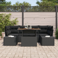 Produktbild för Trädgårdsoffset med lagring 7 pcs Svart Poly rattan