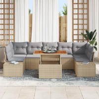 Produktbild för Trädgårdsoffset med lagring 8 pcs Beige Poly rattan