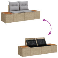 Produktbild för Trädgårdsoffset med lagring 6 pcs Beige Poly rattan