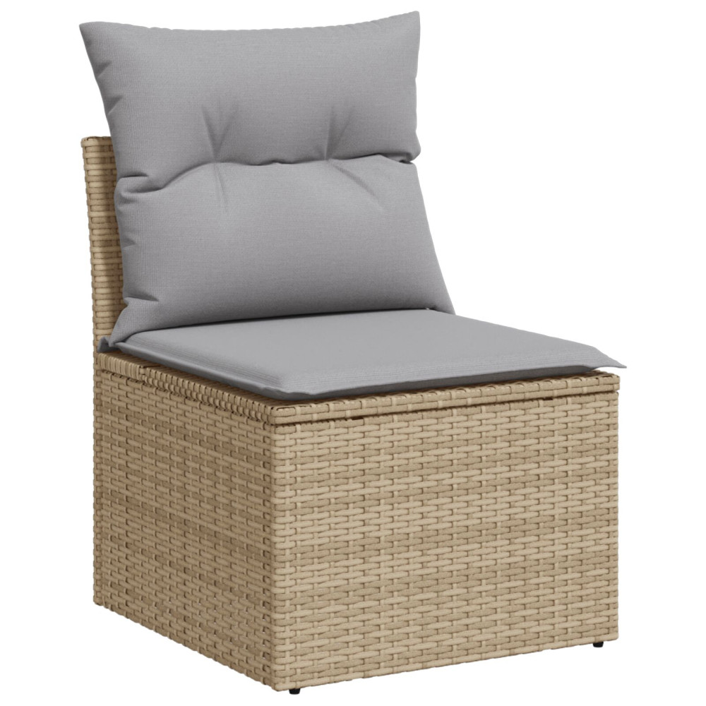Produktbild för Trädgårdsoffset med lagring 6 pcs Beige Poly rattan