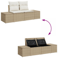 Produktbild för Trädgårdsoffset med lagring 6 pcs Beige Poly rattan