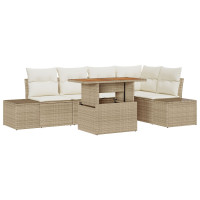 Produktbild för Trädgårdsoffset med lagring 6 pcs Beige Poly rattan