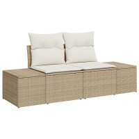 Produktbild för Trädgårdsoffset med lagring 7 pcs Beige Poly rattan