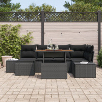 Produktbild för Trädgårdsoffset med lagring 7 pcs Svart Poly rattan