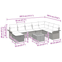 Produktbild för Trädgårdsoffset med kudde med lagring 9 pcs Beige konstrotting