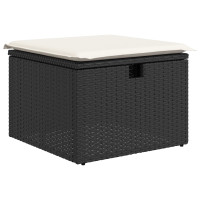 Produktbild för Trädgårdsoffset med kudde med lagring 8 pcs Svart Poly rattan