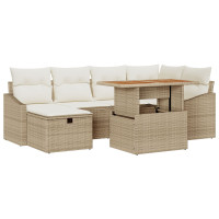 Produktbild för Trädgårdsoffset 7 pcs Beige konstrotting