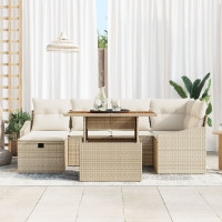 Produktbild för Trädgårdsoffset 7 pcs Beige konstrotting