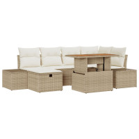 Produktbild för Trädgårdsoffset 7 pcs Beige konstrotting