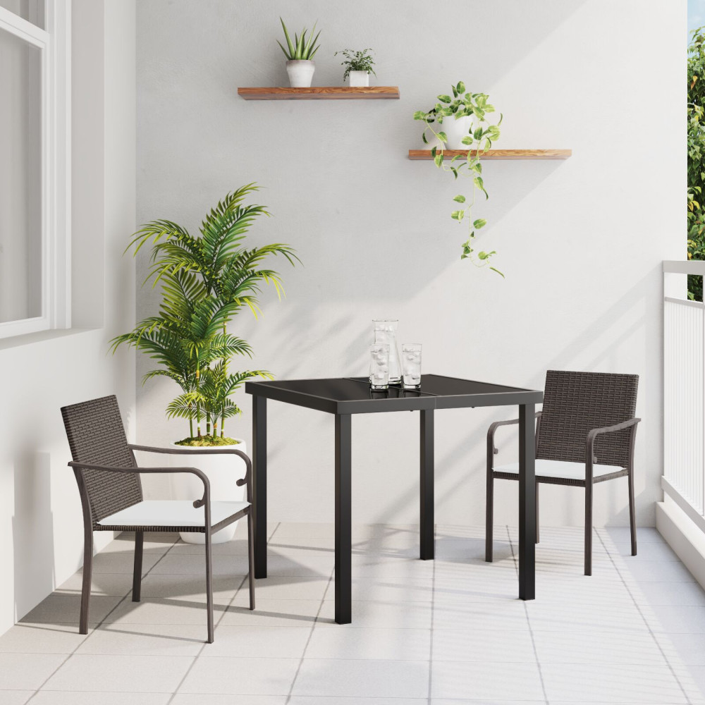 Produktbild för Trädgårdsmöbelset 3 pcs Brun och svart PE Rattan