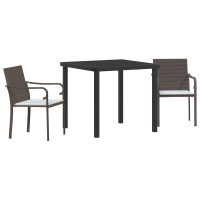 Produktbild för Trädgårdsmöbelset 3 pcs Brun och svart PE Rattan