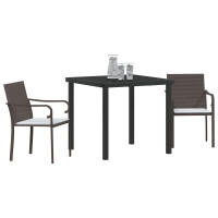 Produktbild för Trädgårdsmöbelset 3 pcs Brun och svart PE Rattan