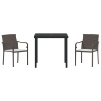 Produktbild för Trädgårdsmöbelset 3 pcs Brun och svart PE Rattan