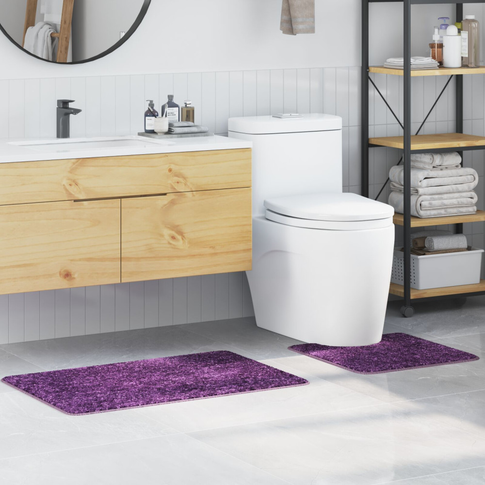 Produktbild för Antisklid badmatta set 2 st Lila 50 x 50 cm PP