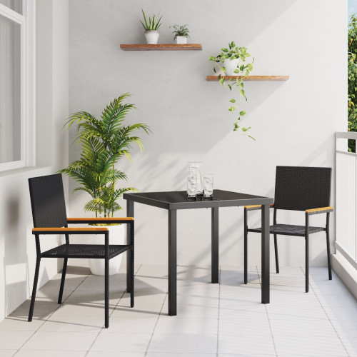 vidaXL Trädgårds stapelbara stolar 2 pcs Svart och Brunt