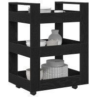 Produktbild för Köksvagn Svart Ek 60 x 45 x 80 cm Konstruerat trä