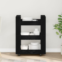 Produktbild för Köksvagn Svart Ek 60 x 45 x 80 cm Konstruerat trä