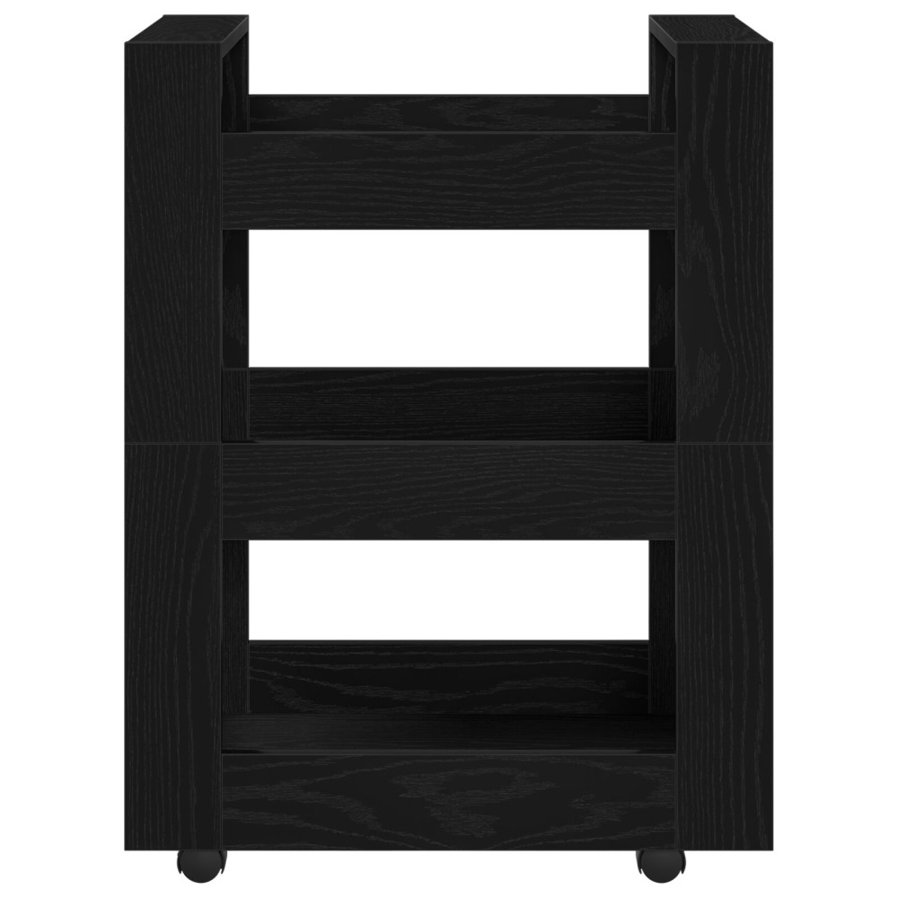 Produktbild för Köksvagn Svart Ek 60 x 45 x 80 cm Konstruerat trä