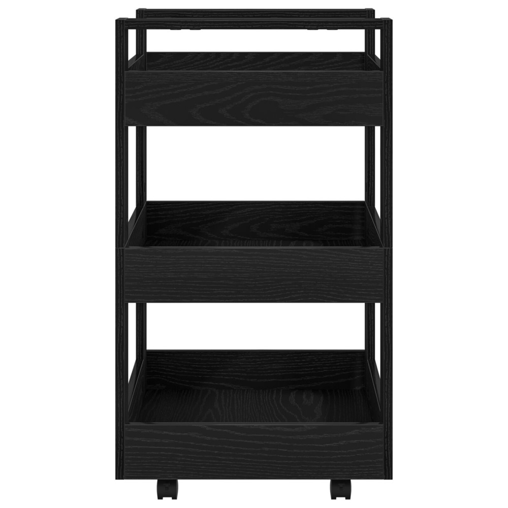 Produktbild för Köksvagn Svart Ek 60 x 45 x 80 cm Konstruerat trä