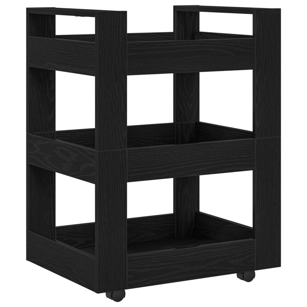 Produktbild för Köksvagn Svart Ek 60 x 45 x 80 cm Konstruerat trä