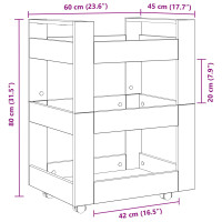 Produktbild för Köksvagn Svart Ek 60 x 45 x 80 cm Konstruerat trä