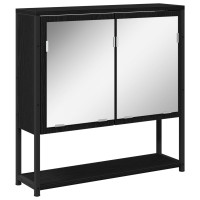 Produktbild för Spegelskåp med hylla Svart Ek 60 x 16 x 60 cm Konstruerat trä